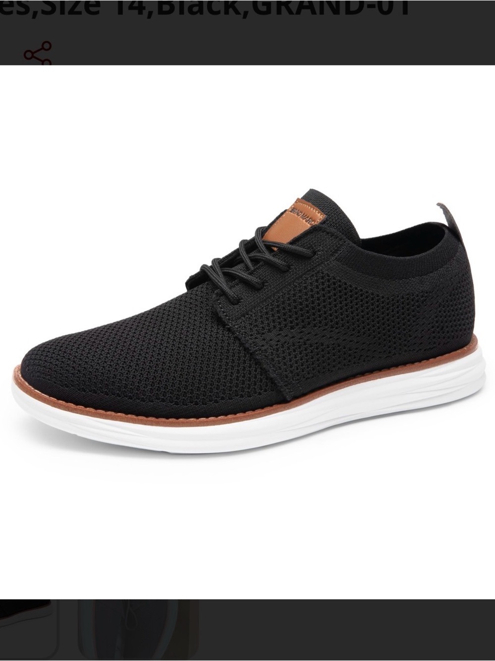 Men's Black Knit Derby with White Sole and Brown Trim